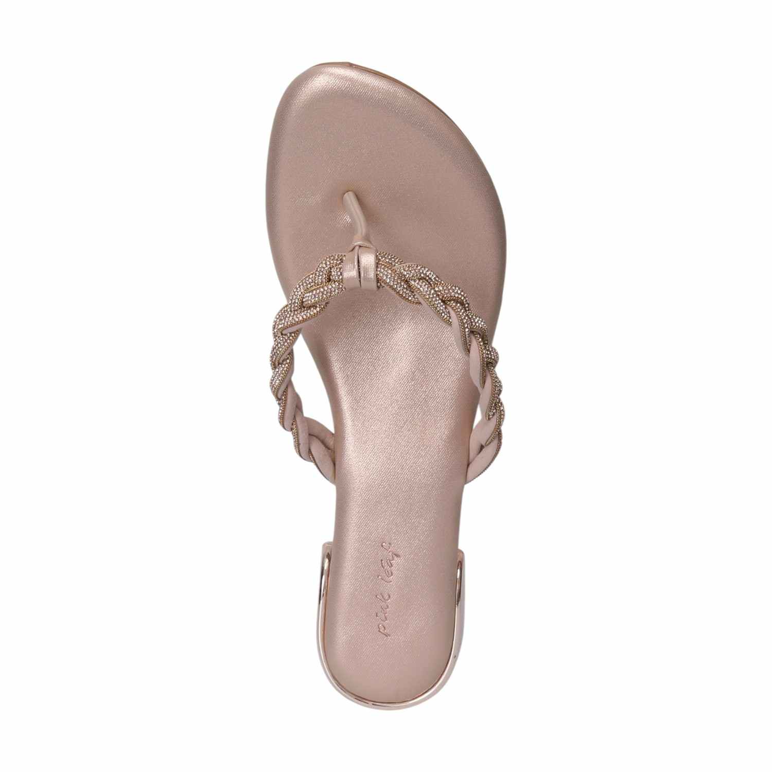 Women Rose Gold Accent Braided Thongs