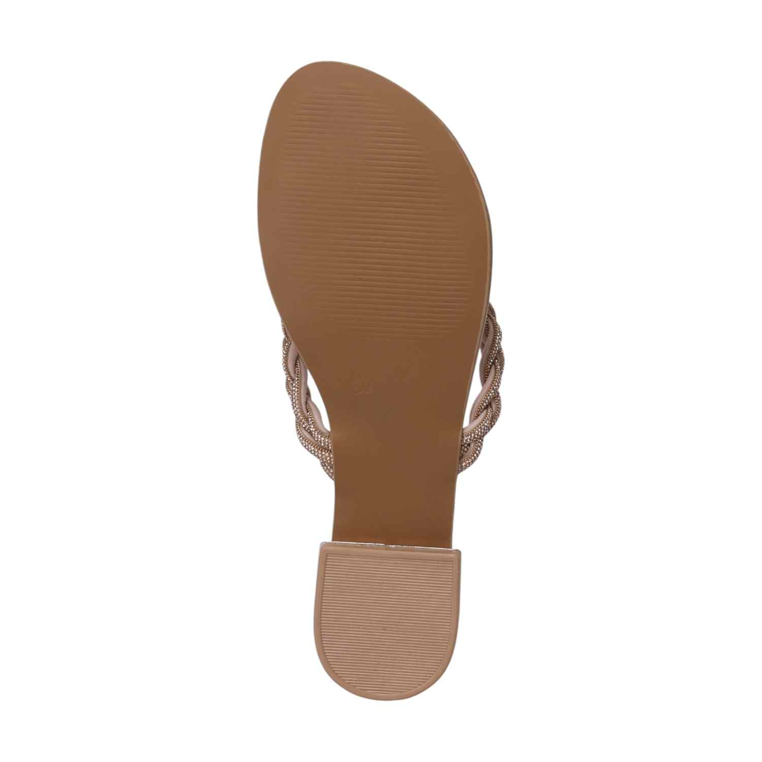 Women Rose Gold Accent Braided Thongs