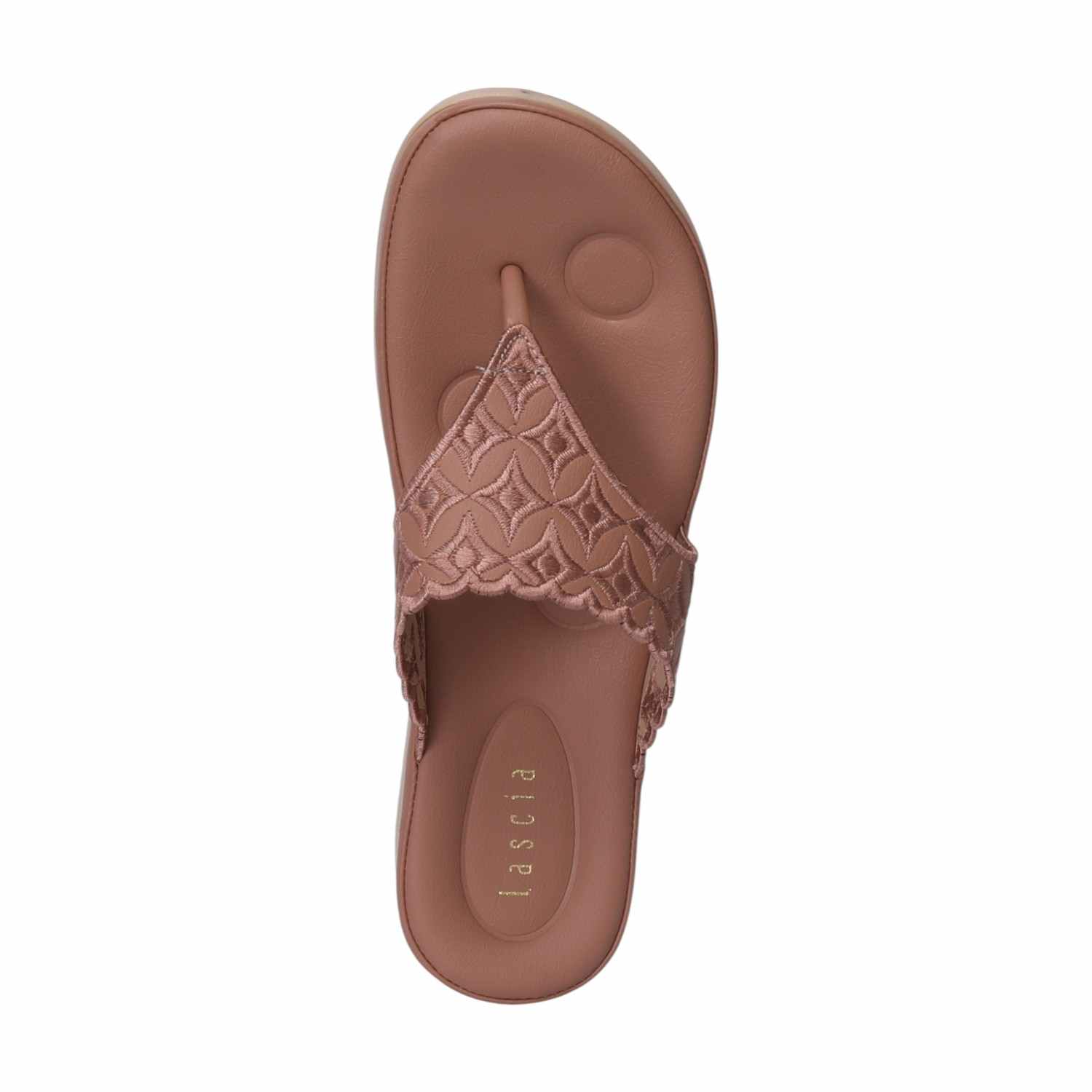 Women Embroidered Peach Comfort Thongs
