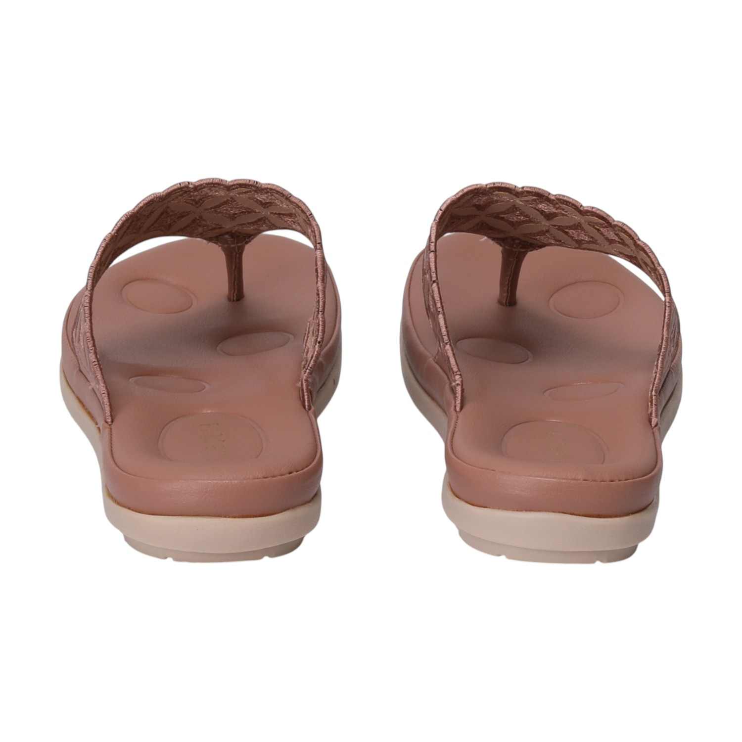 Women Embroidered Peach Comfort Thongs