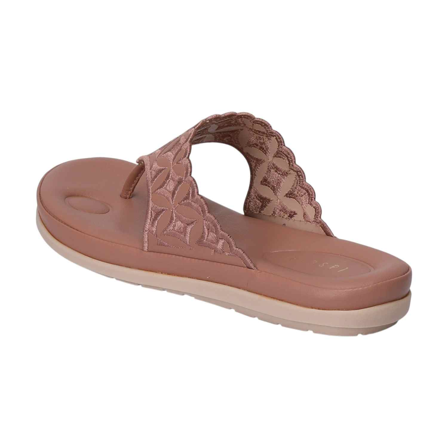 Women Embroidered Peach Comfort Thongs
