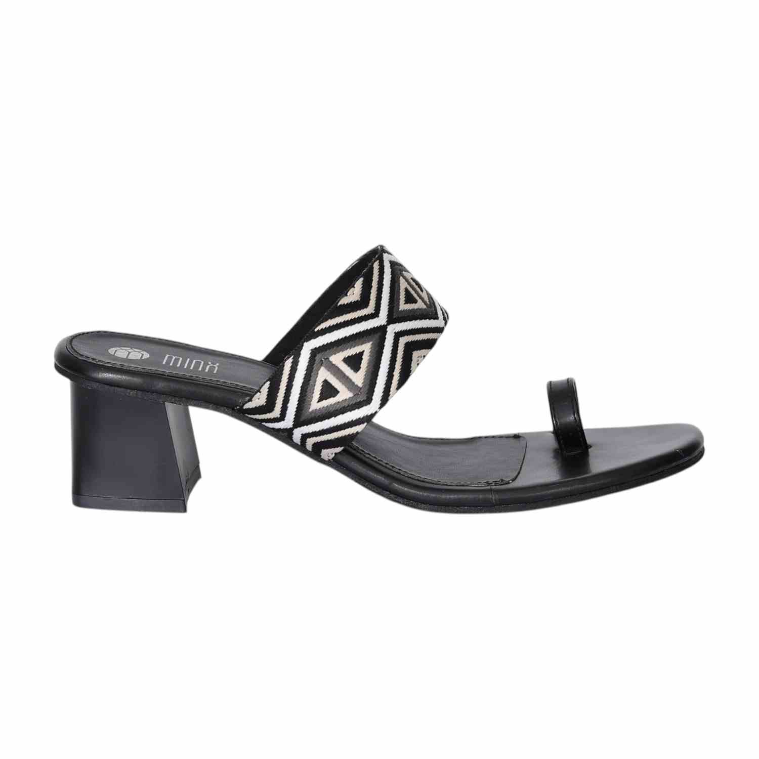 Black Tribal Chic Toe Ring Heels for Women
