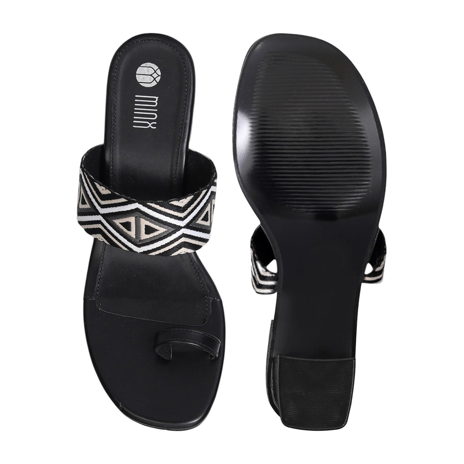 Black Tribal Chic Toe Ring Heels for Women