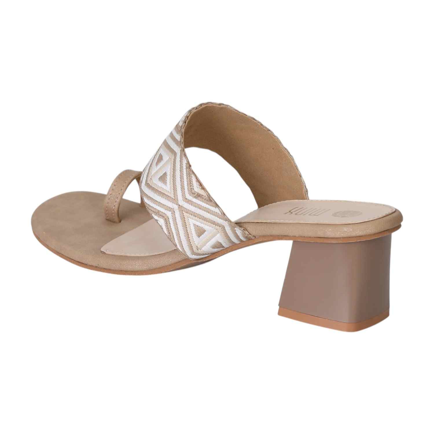 Dark Beige Tribal Chic Toe Ring Heels for Women