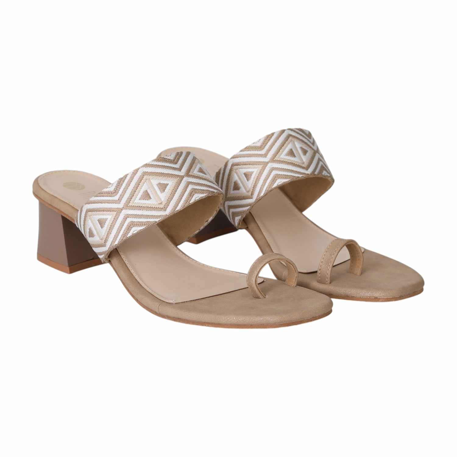 Dark Beige Tribal Chic Toe Ring Heels for Women