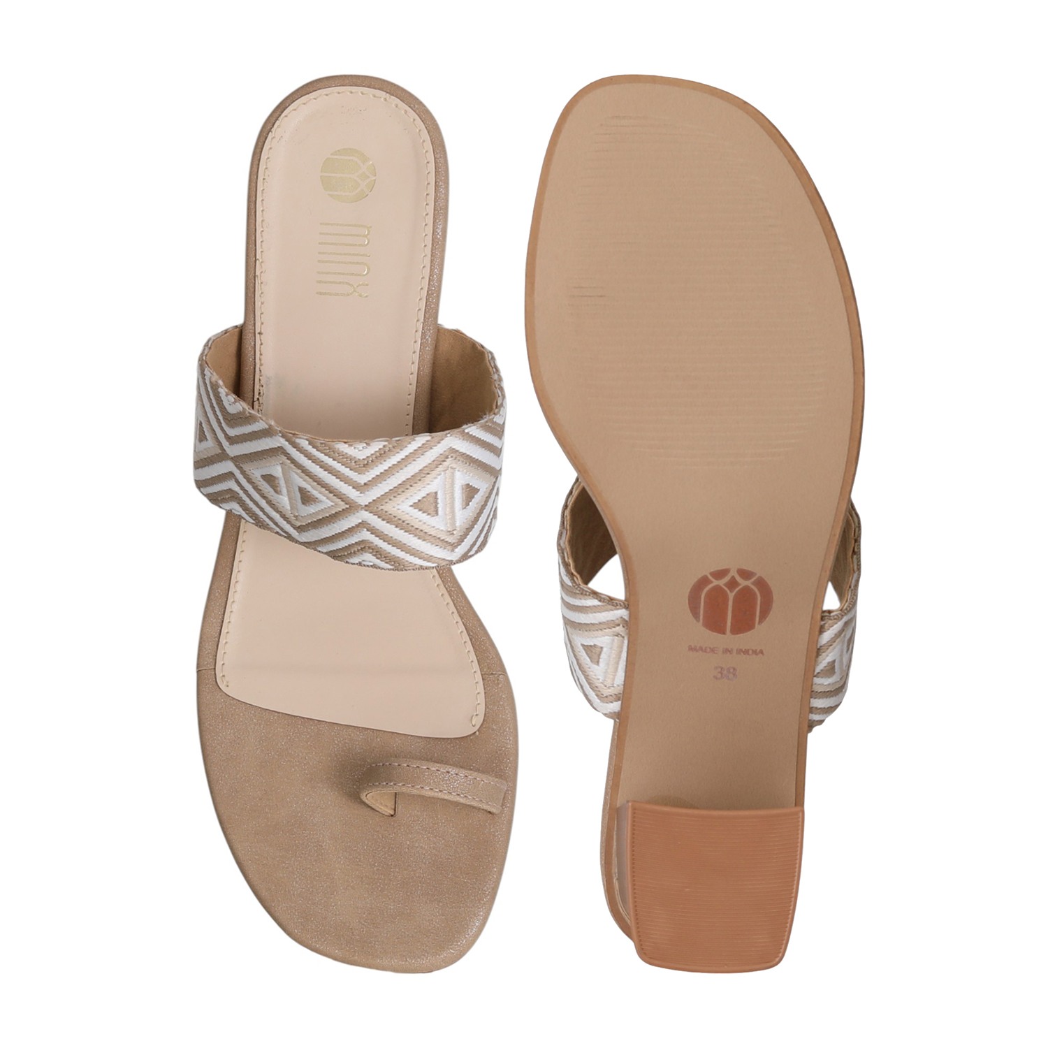 Dark Beige Tribal Chic Toe Ring Heels for Women