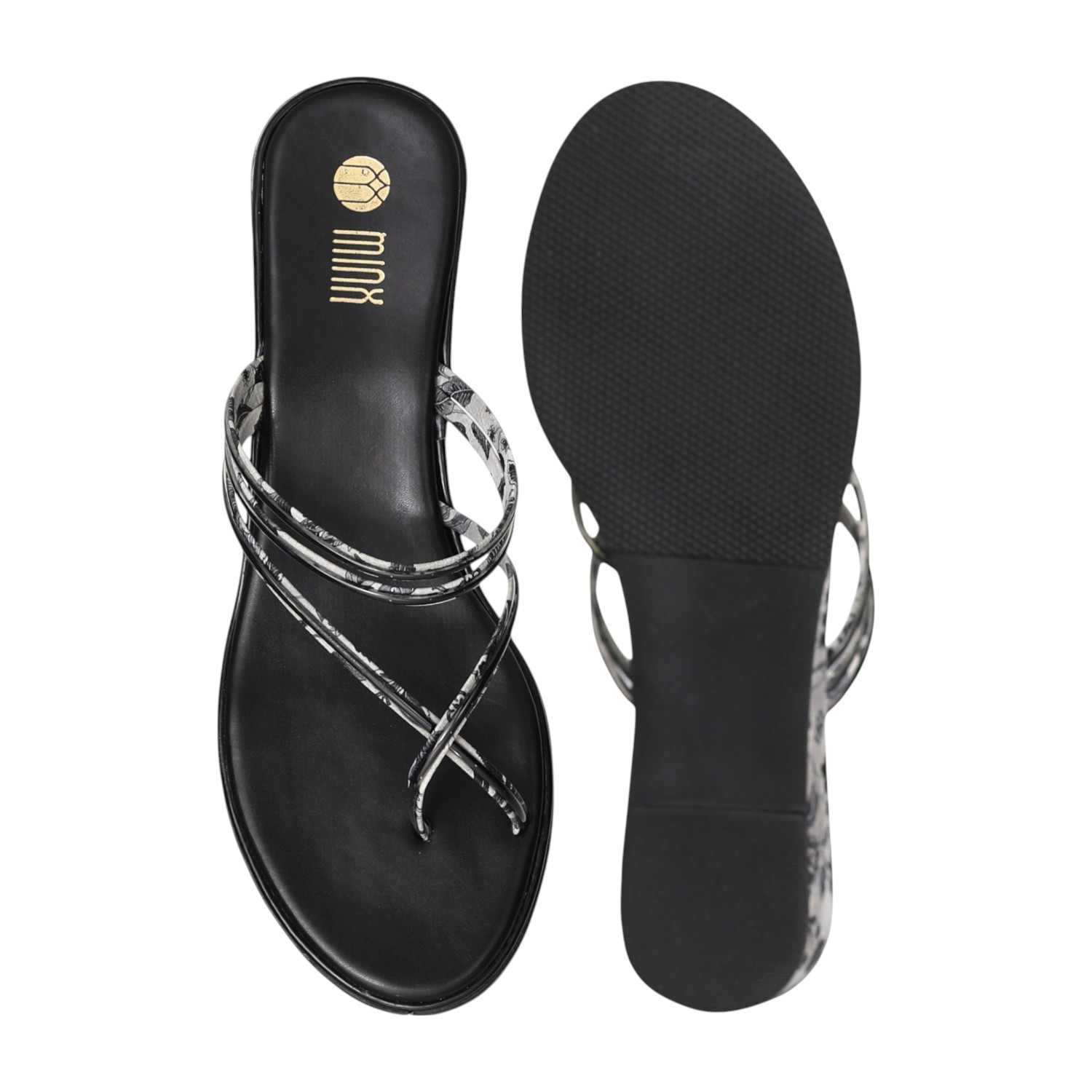Women Black Strappy Wedge Sandal