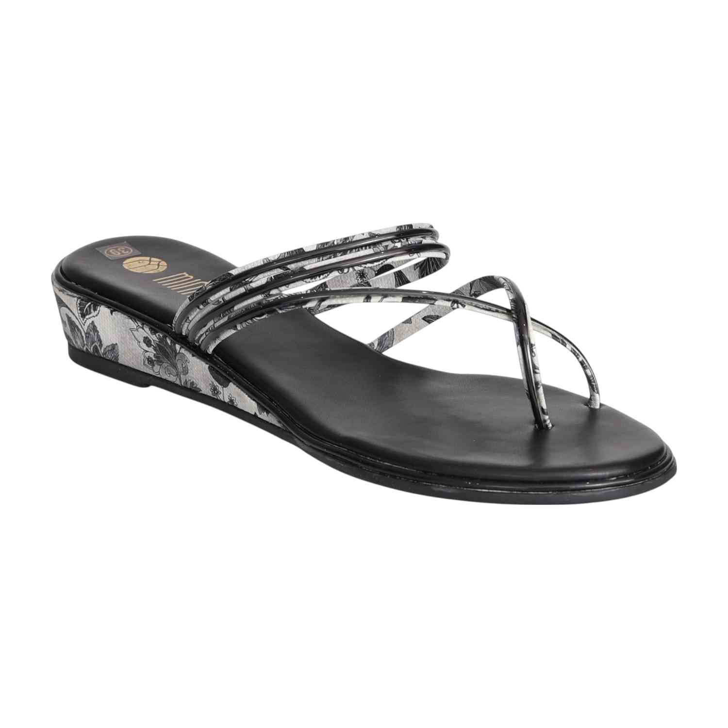 Women Black Strappy Wedge Sandal