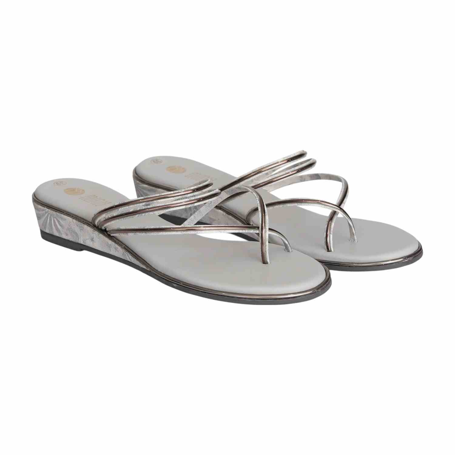Women Grey Strappy Wedge Sandal