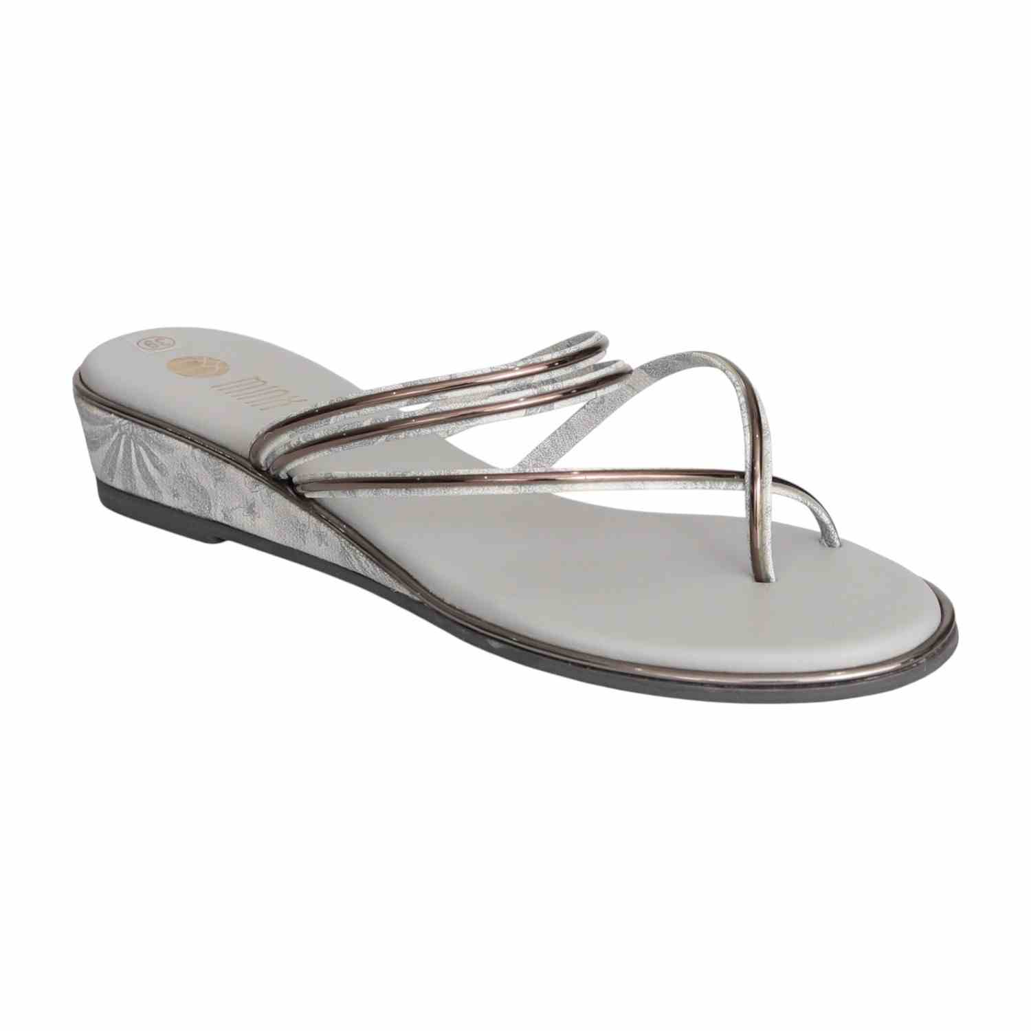 Women Grey Strappy Wedge Sandal