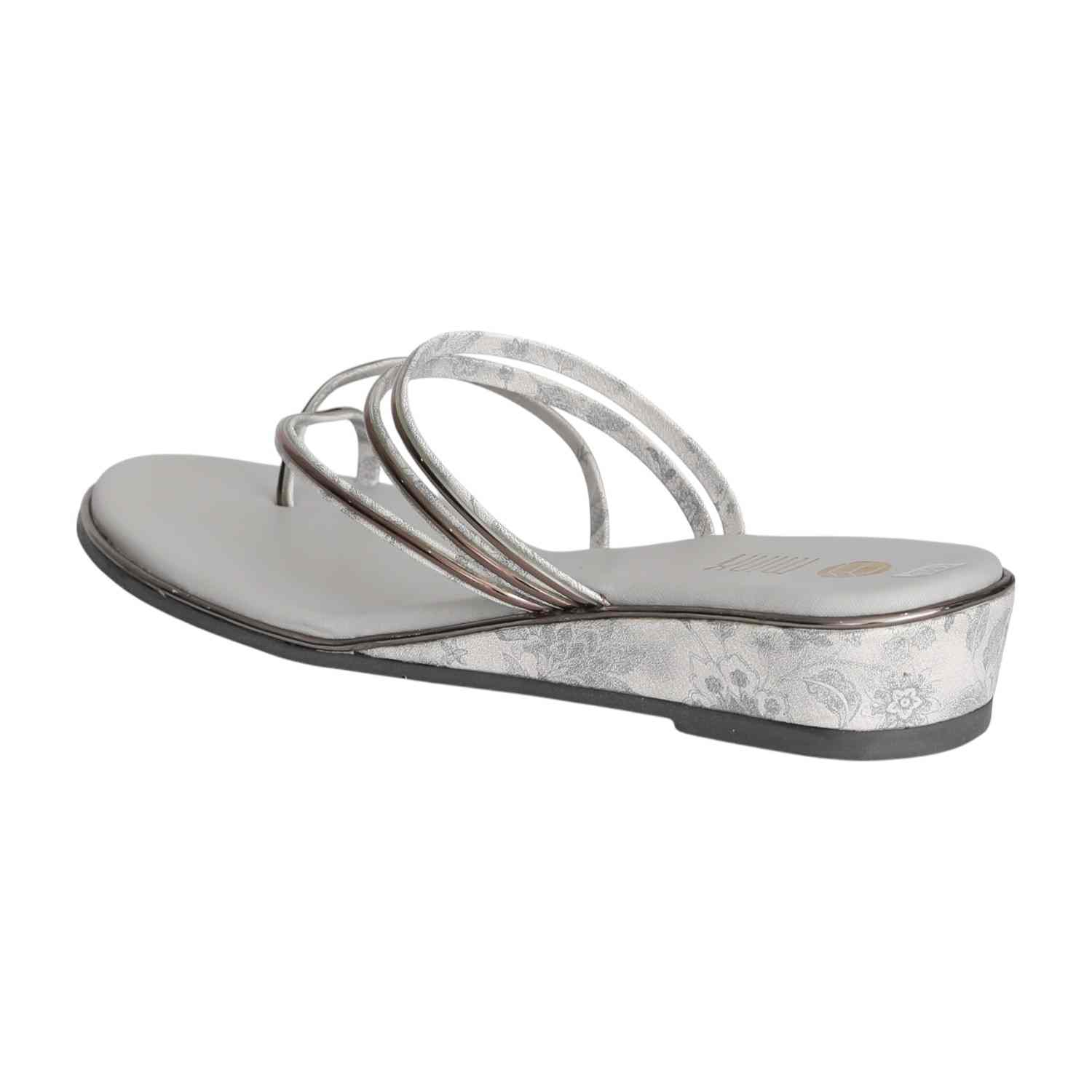 Women Grey Strappy Wedge Sandal