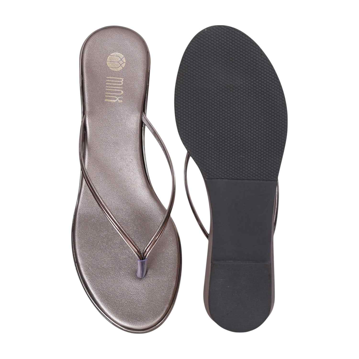 Women Chic Bronze Wedge Thongs