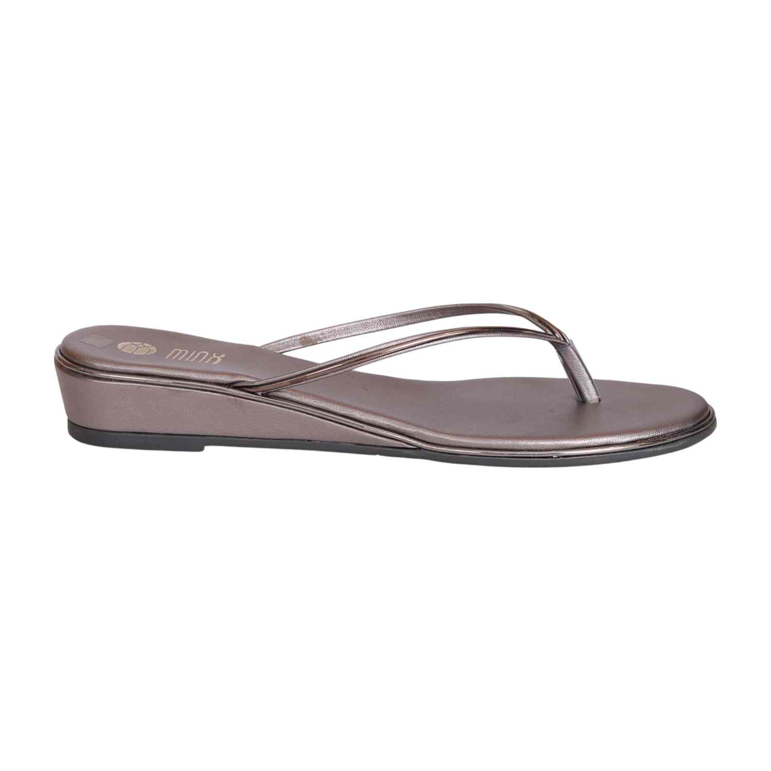 Women Chic Bronze Wedge Thongs