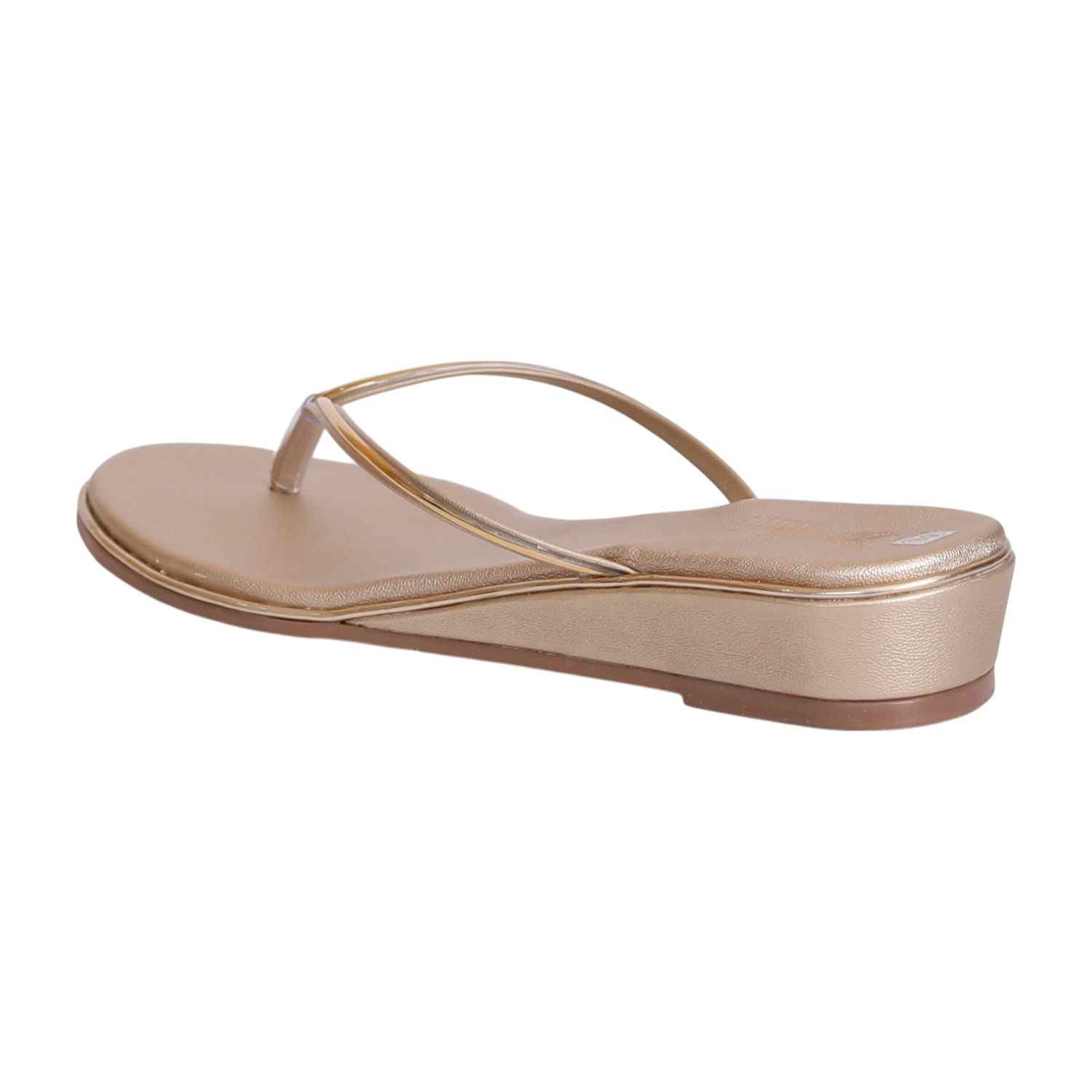 Women Chic Golden Wedge Thongs