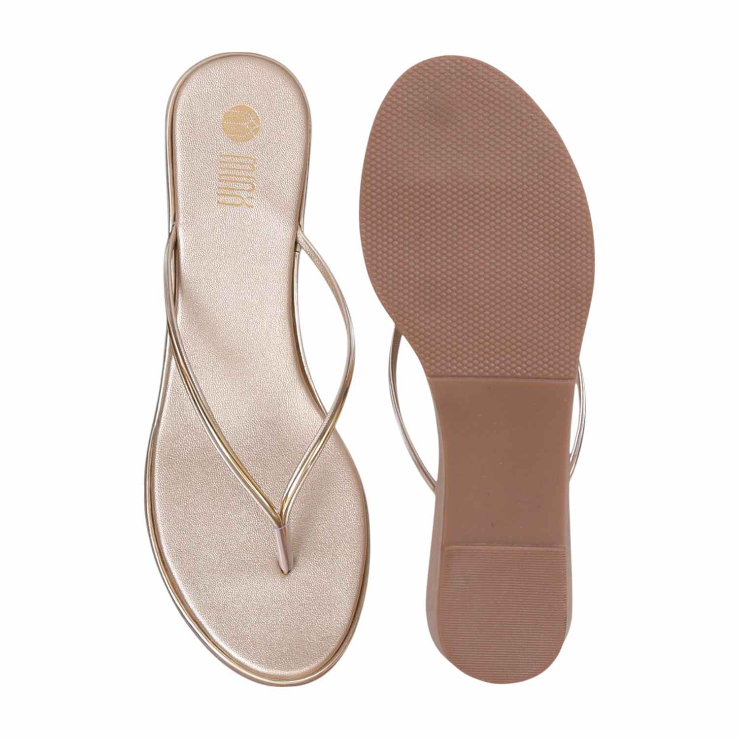 Women Chic Golden Wedge Thongs