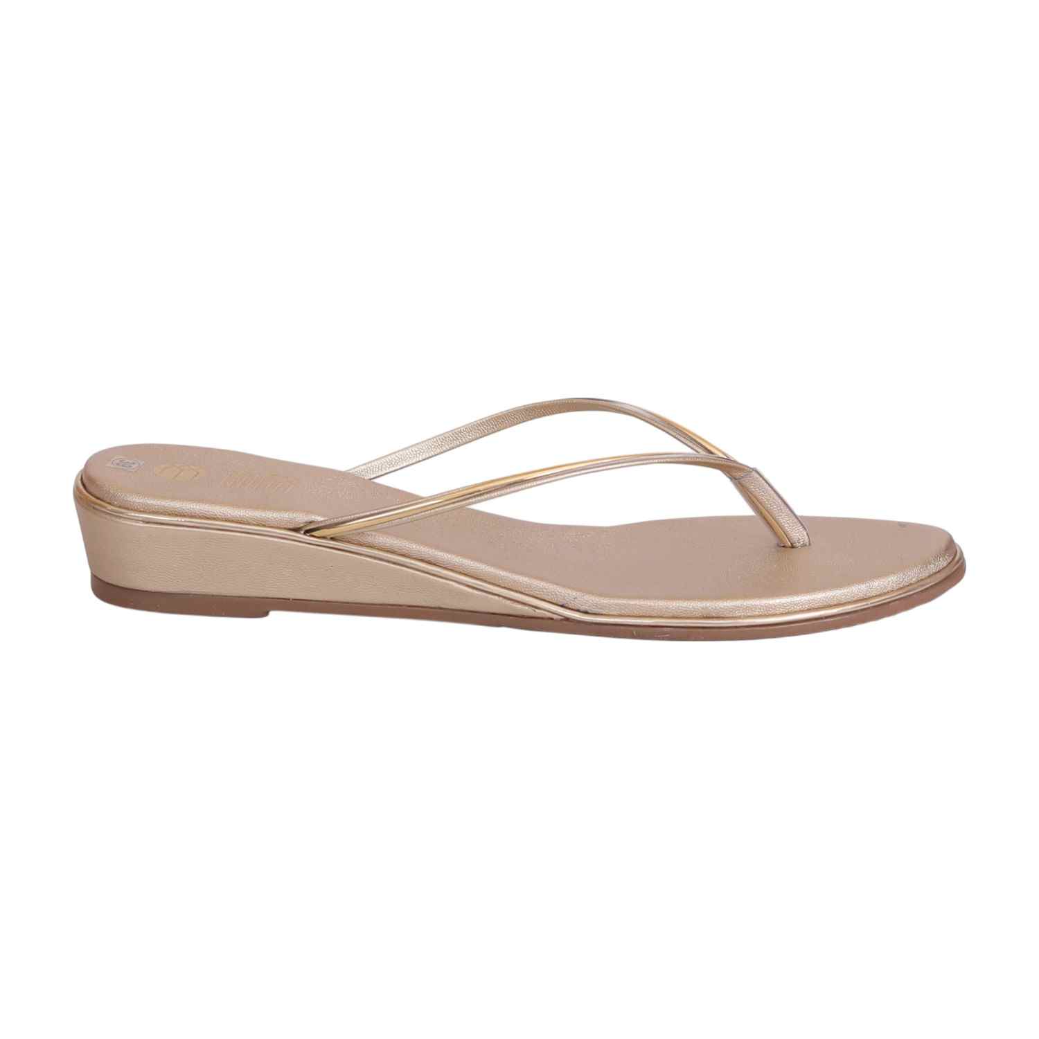 Women Chic Golden Wedge Thongs