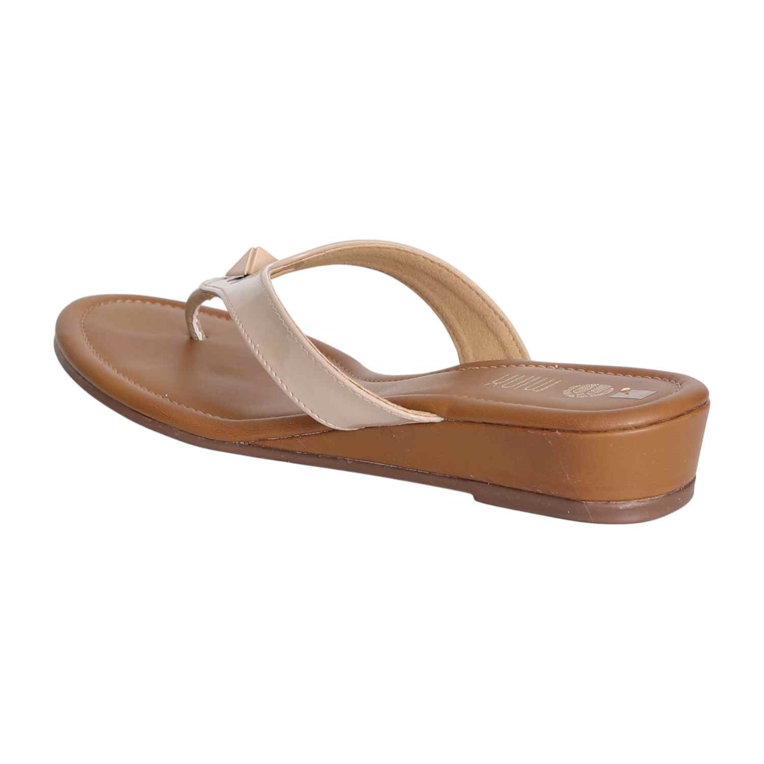 Women Elegant Beige Wedge Thongs