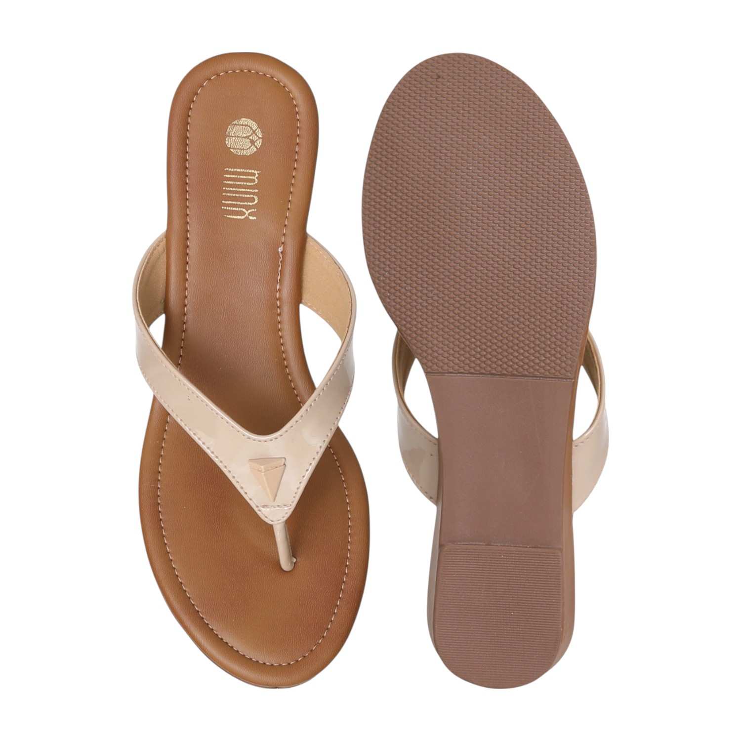 Women Elegant Beige Wedge Thongs