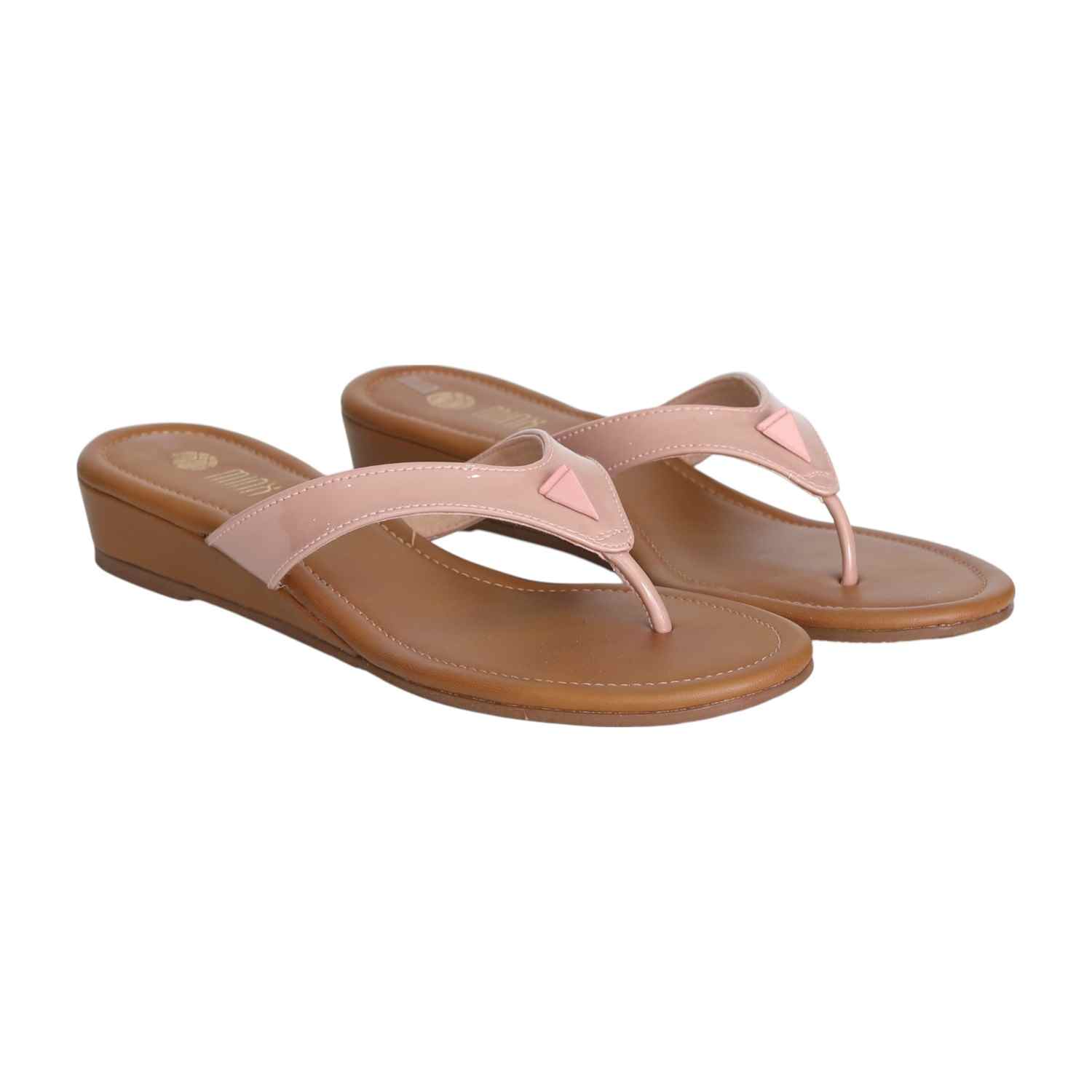 Women Elegant Peach Wedge Thongs