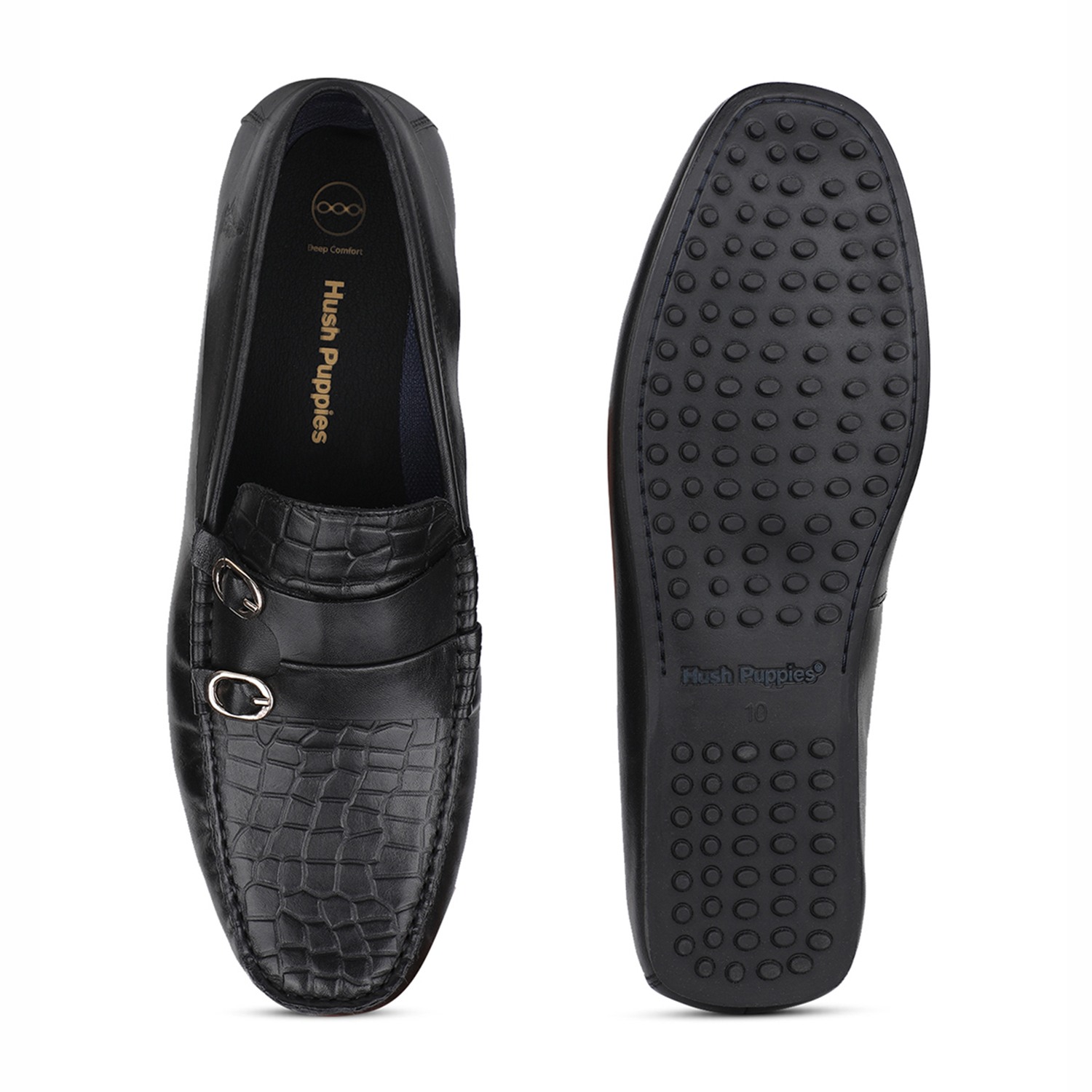 Hush Puppies | Joseph Monk Black Loafers For Men|2