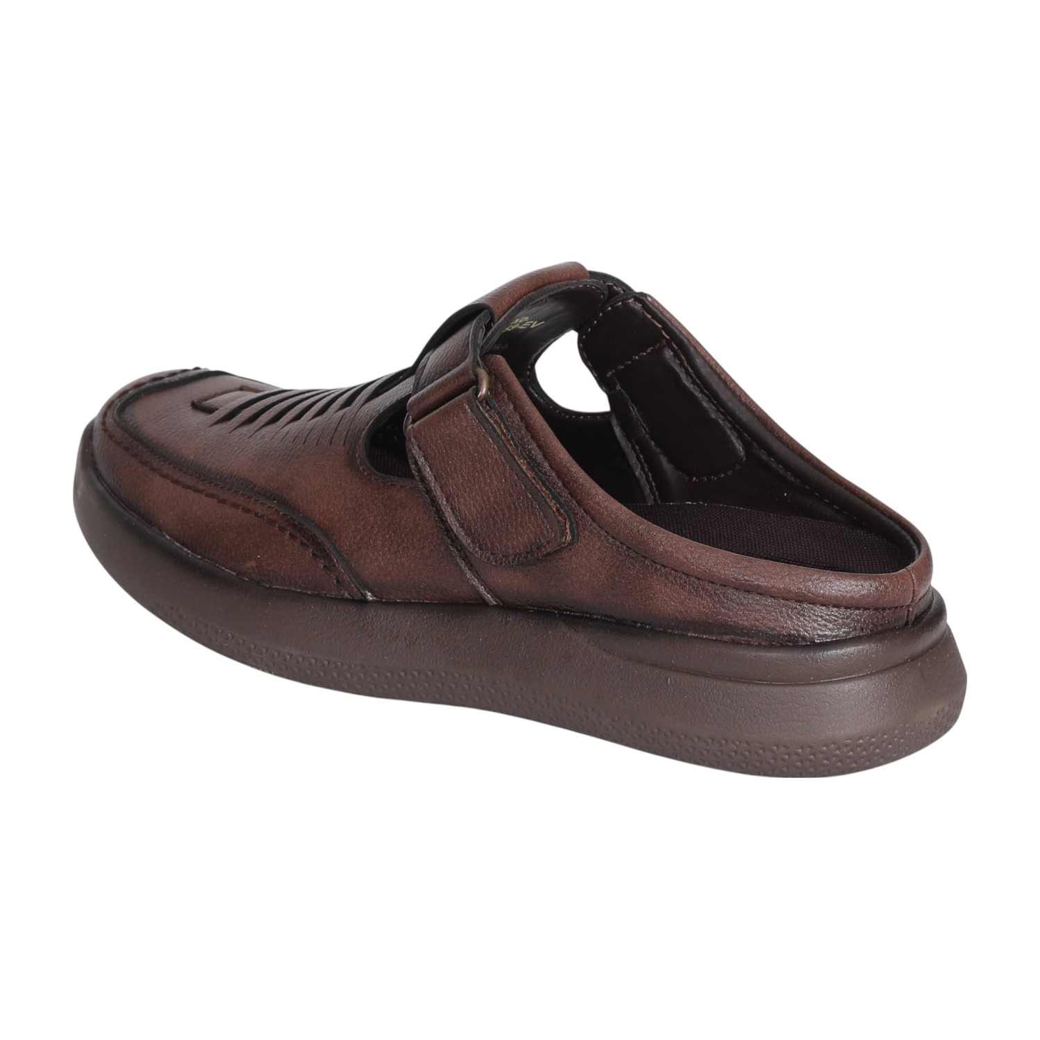 Men Brown Vintage Velcro Mules