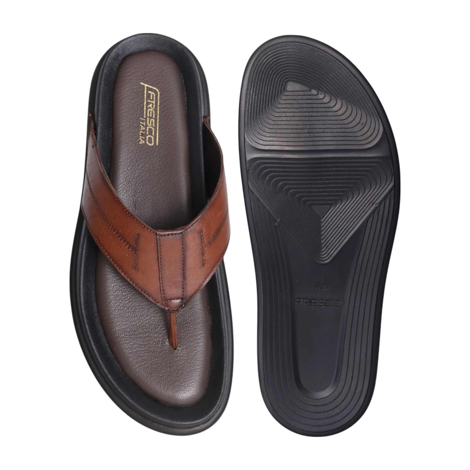 Men Vintage Tan Comfort Thongs