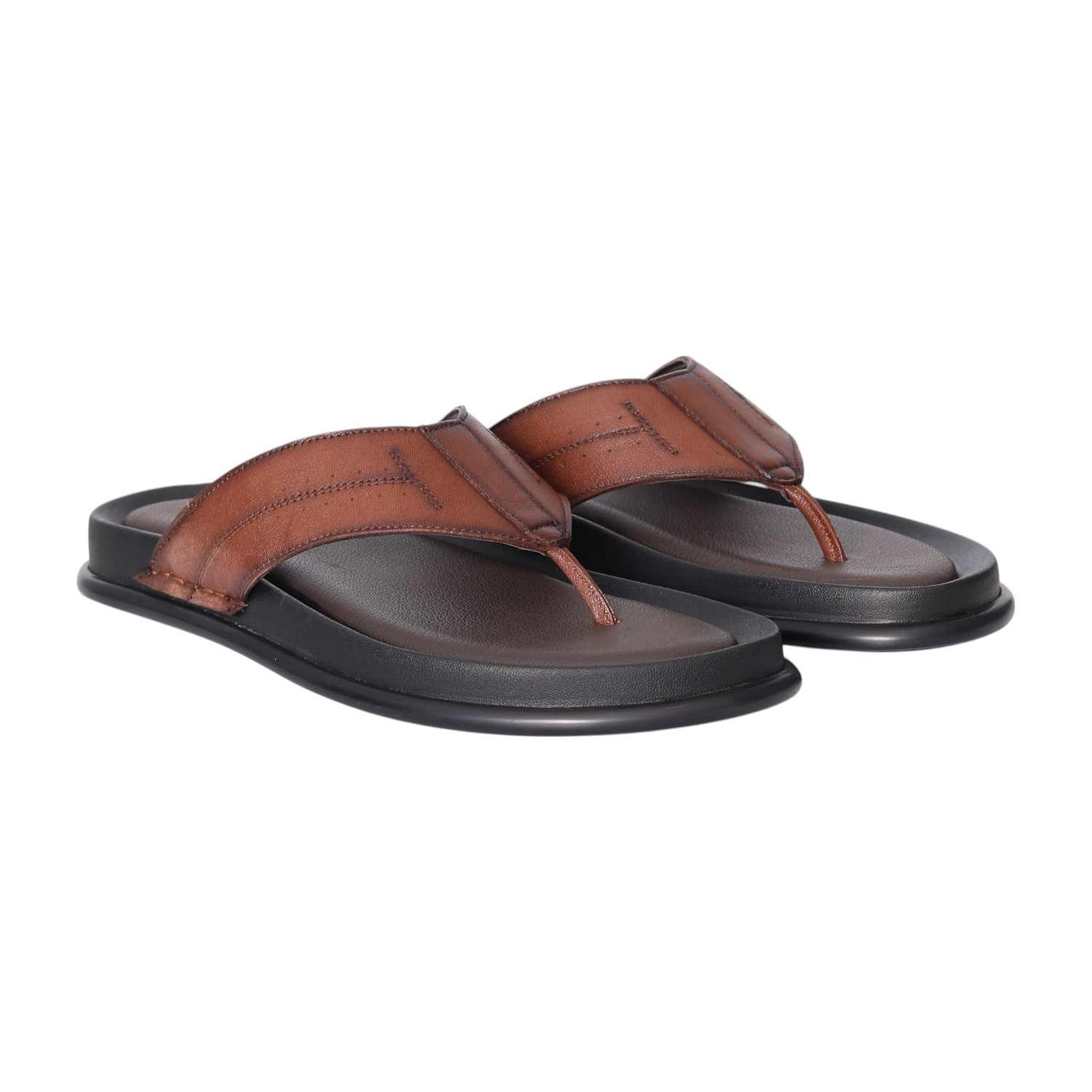 Men Vintage Tan Comfort Thongs