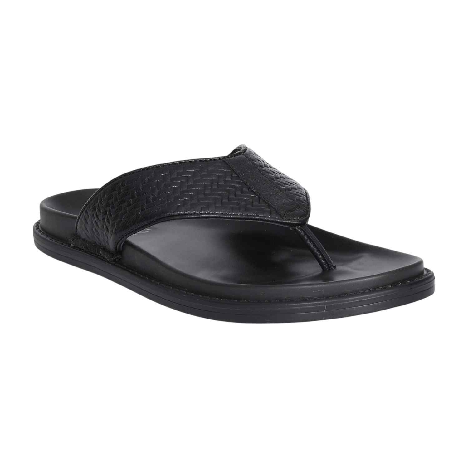 Men  Basketweave Black Slides