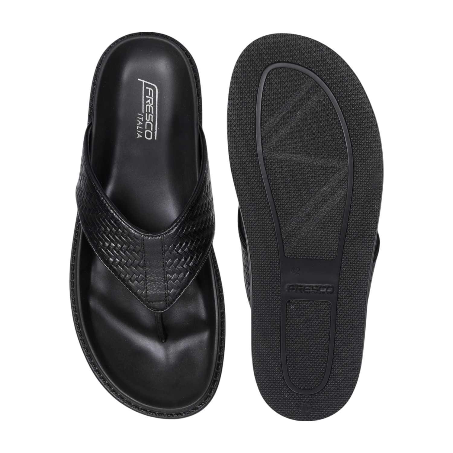 Men  Basketweave Black Slides