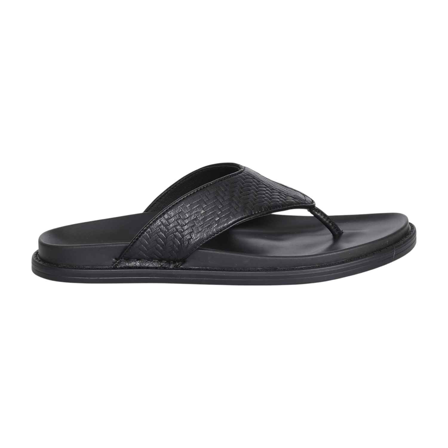 Men  Basketweave Black Slides