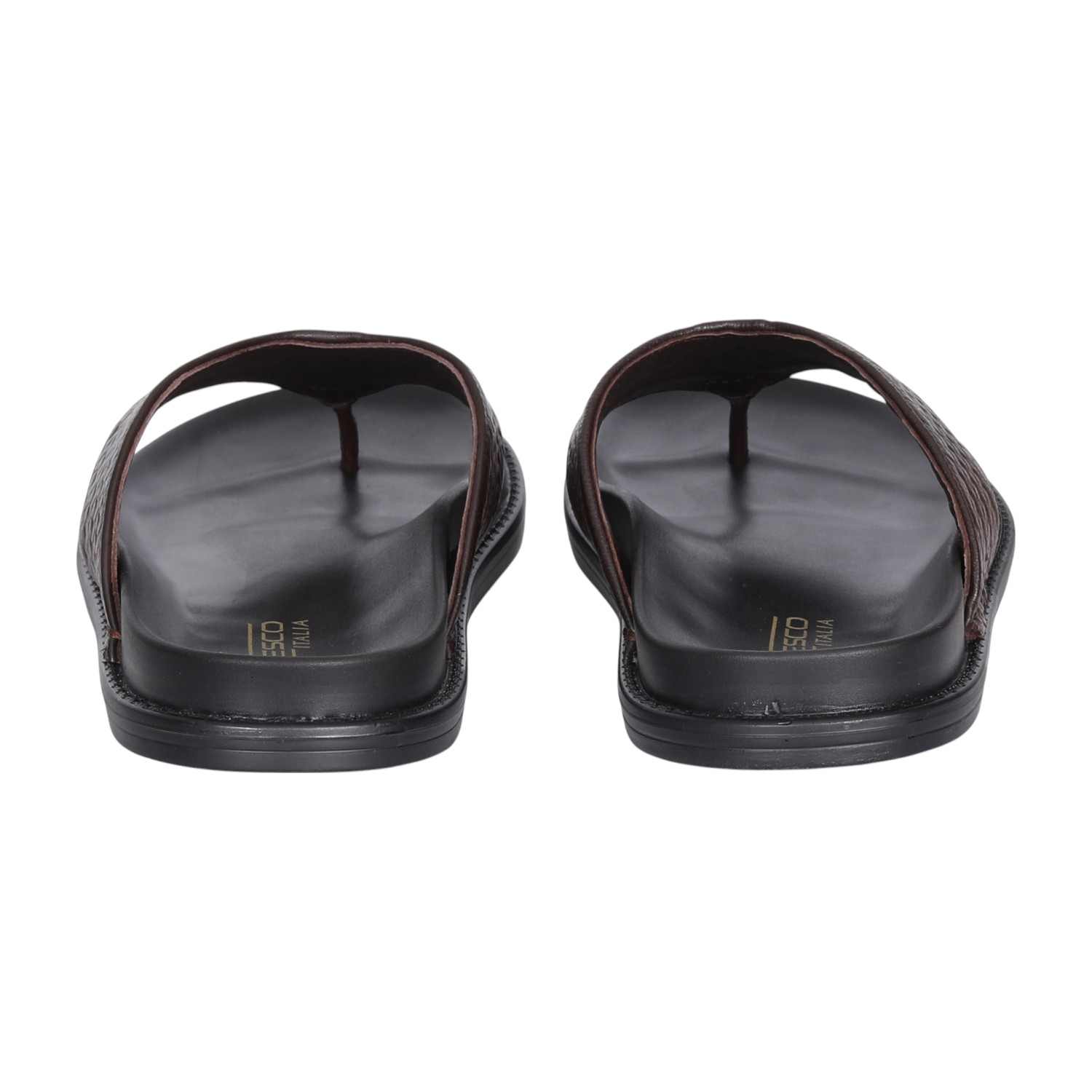 Men  Basketweave Brown Slides