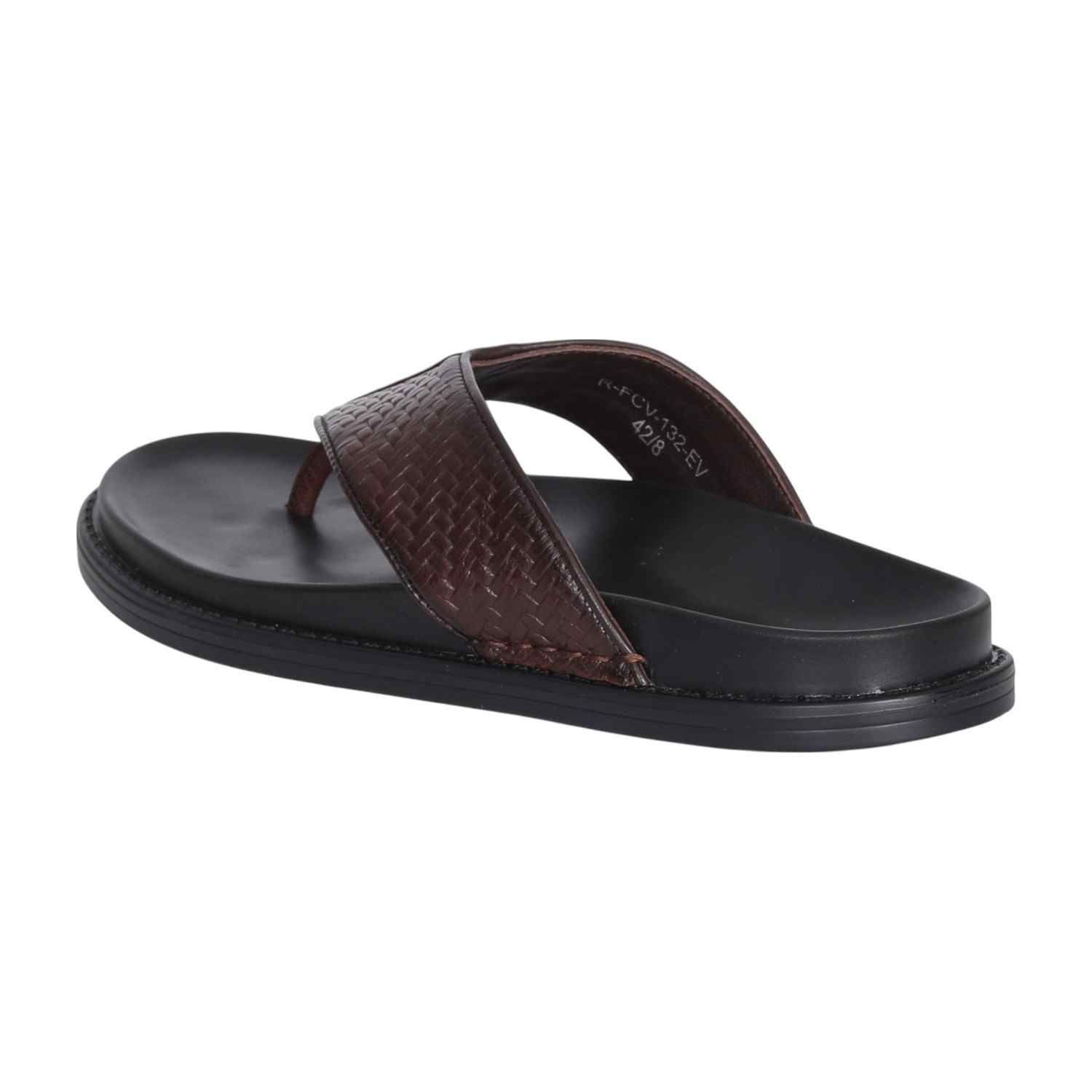 Men  Basketweave Brown Slides