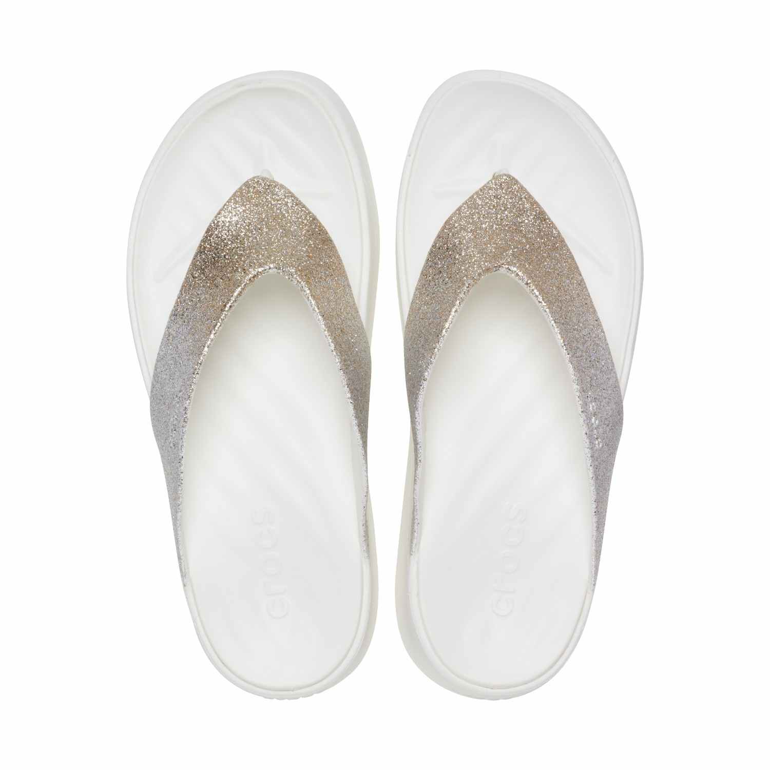 Women Tulum Glitter Flip White & Gold Ombre