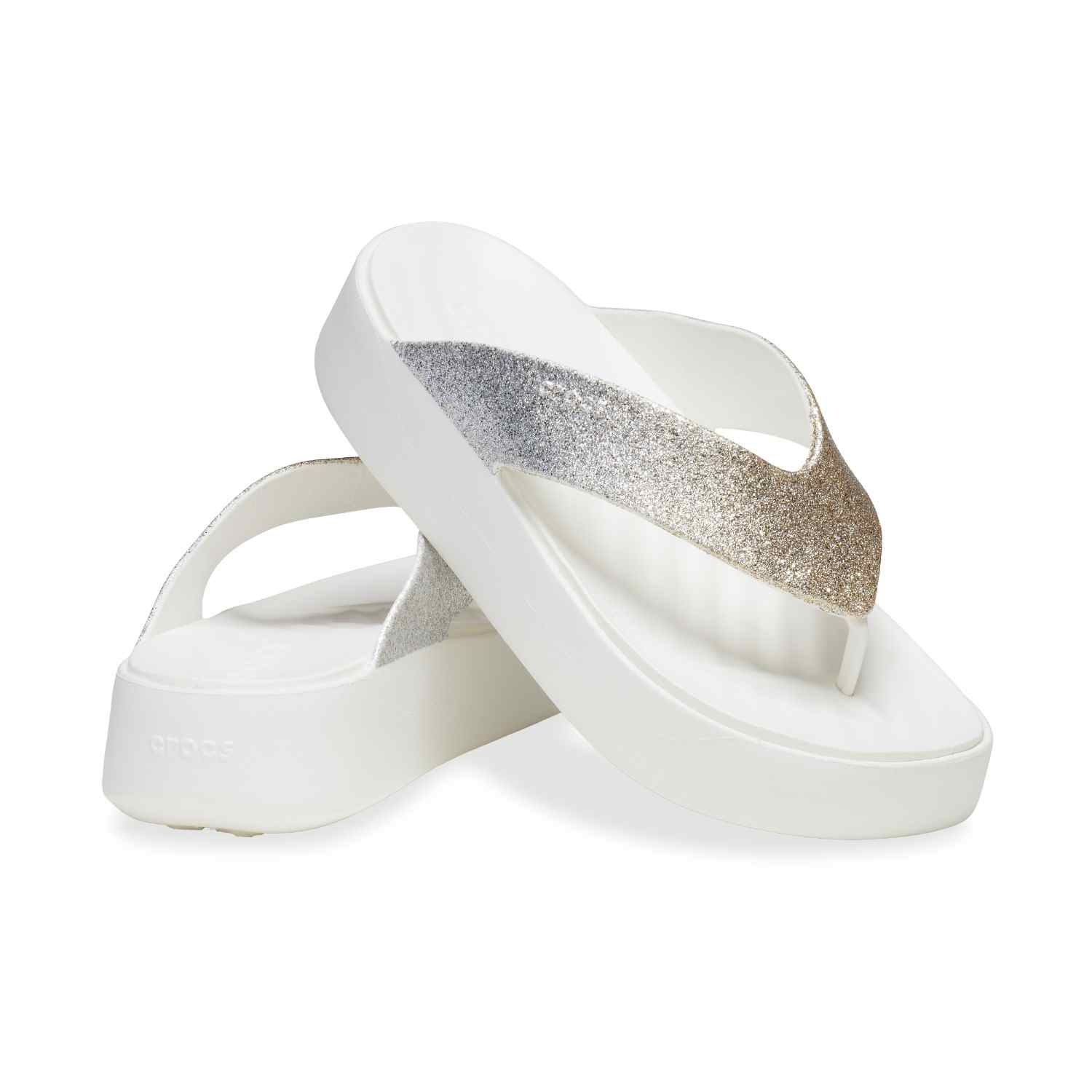 Women Tulum Glitter Flip White & Gold Ombre