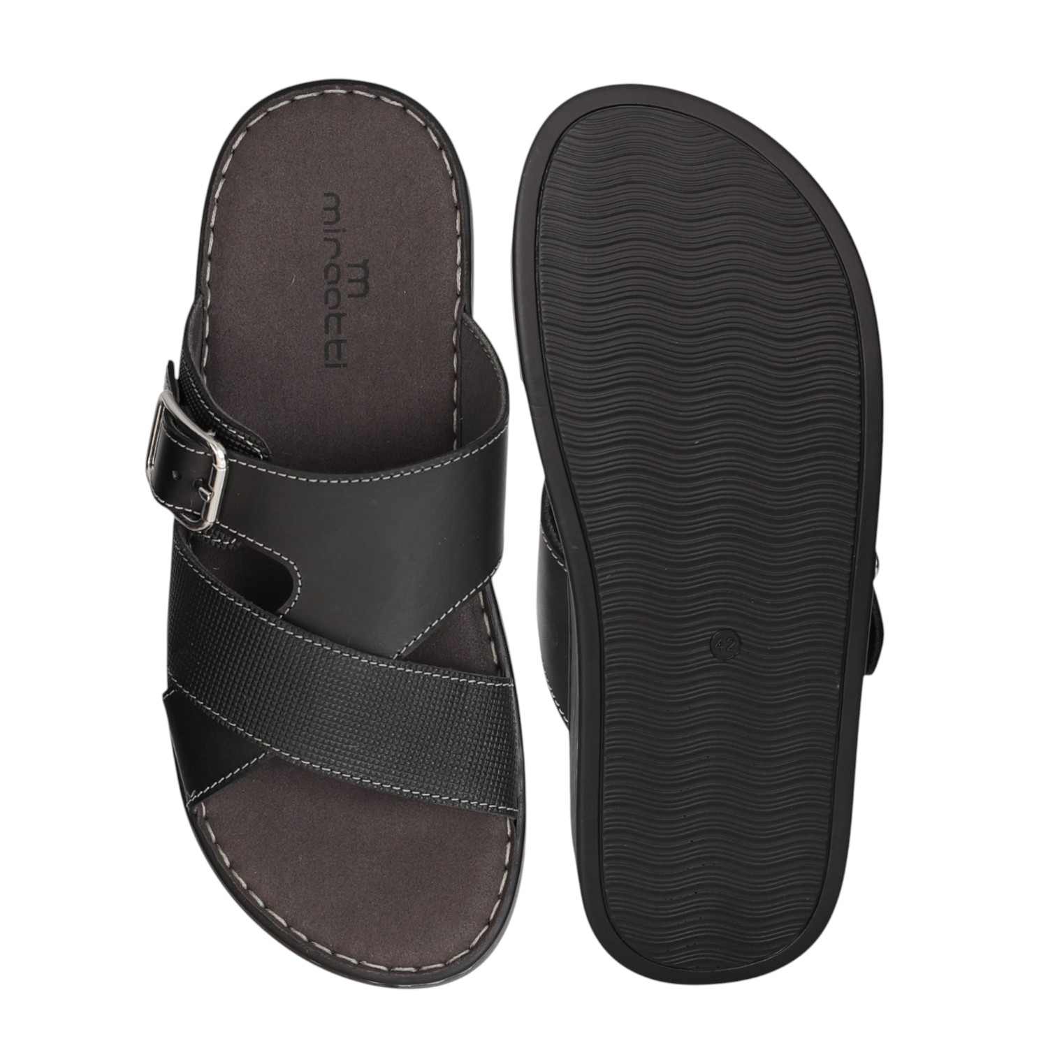 Men Black Bold Buckle Sandals