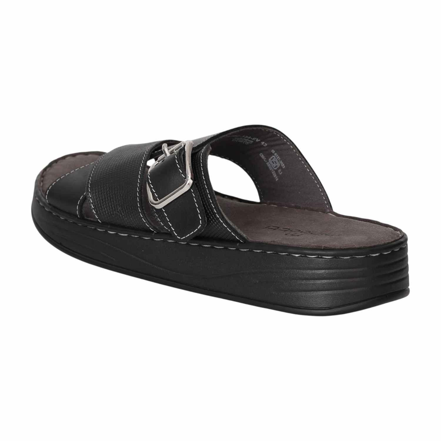 Men Black Bold Buckle Sandals