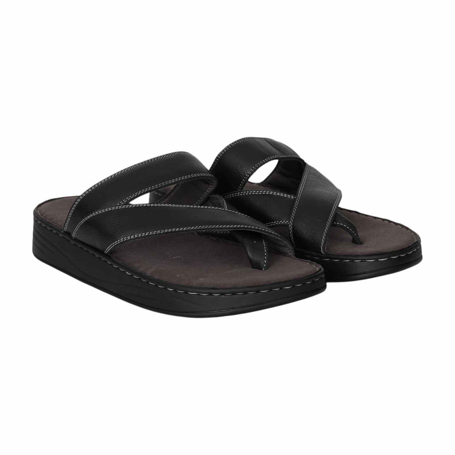 Men Black Sleek Cross Sandals