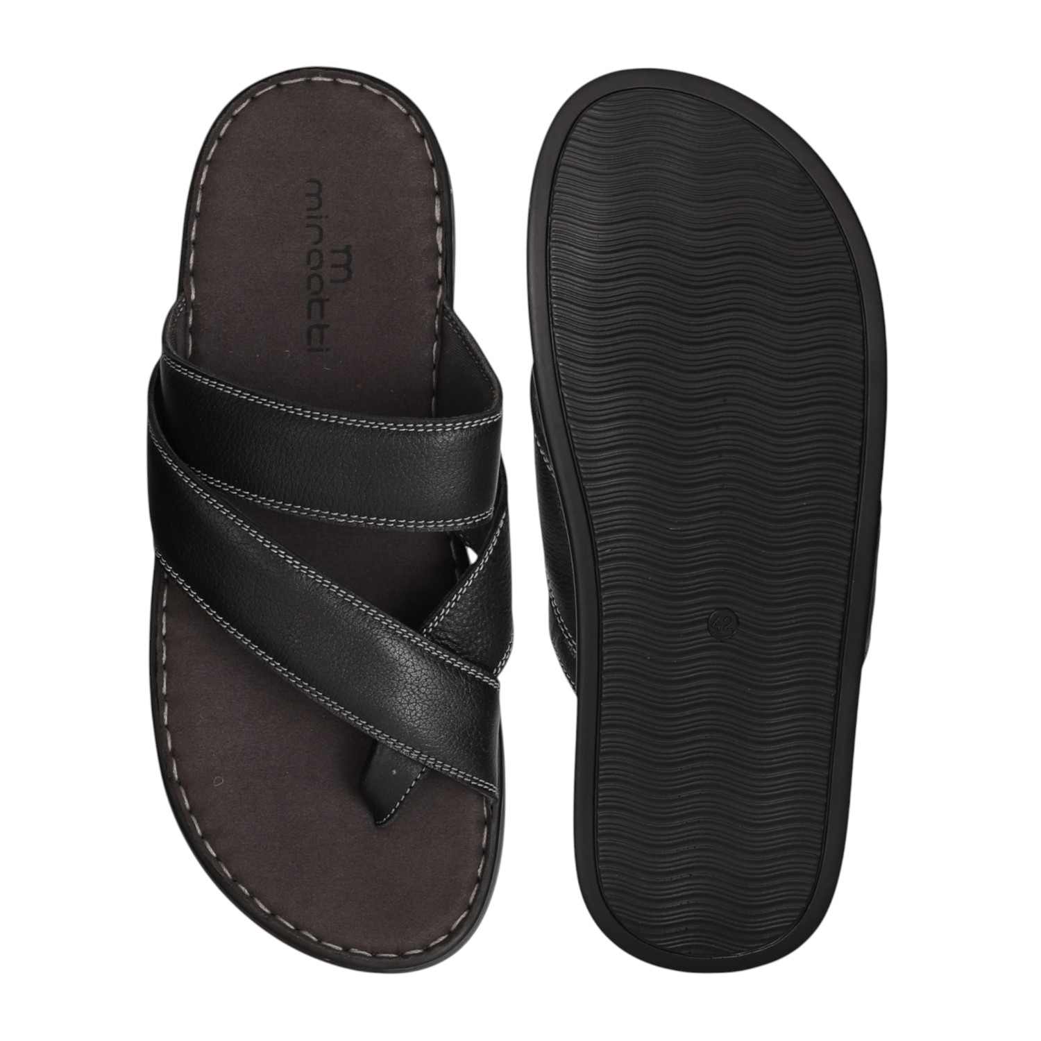Men Black Sleek Cross Sandals