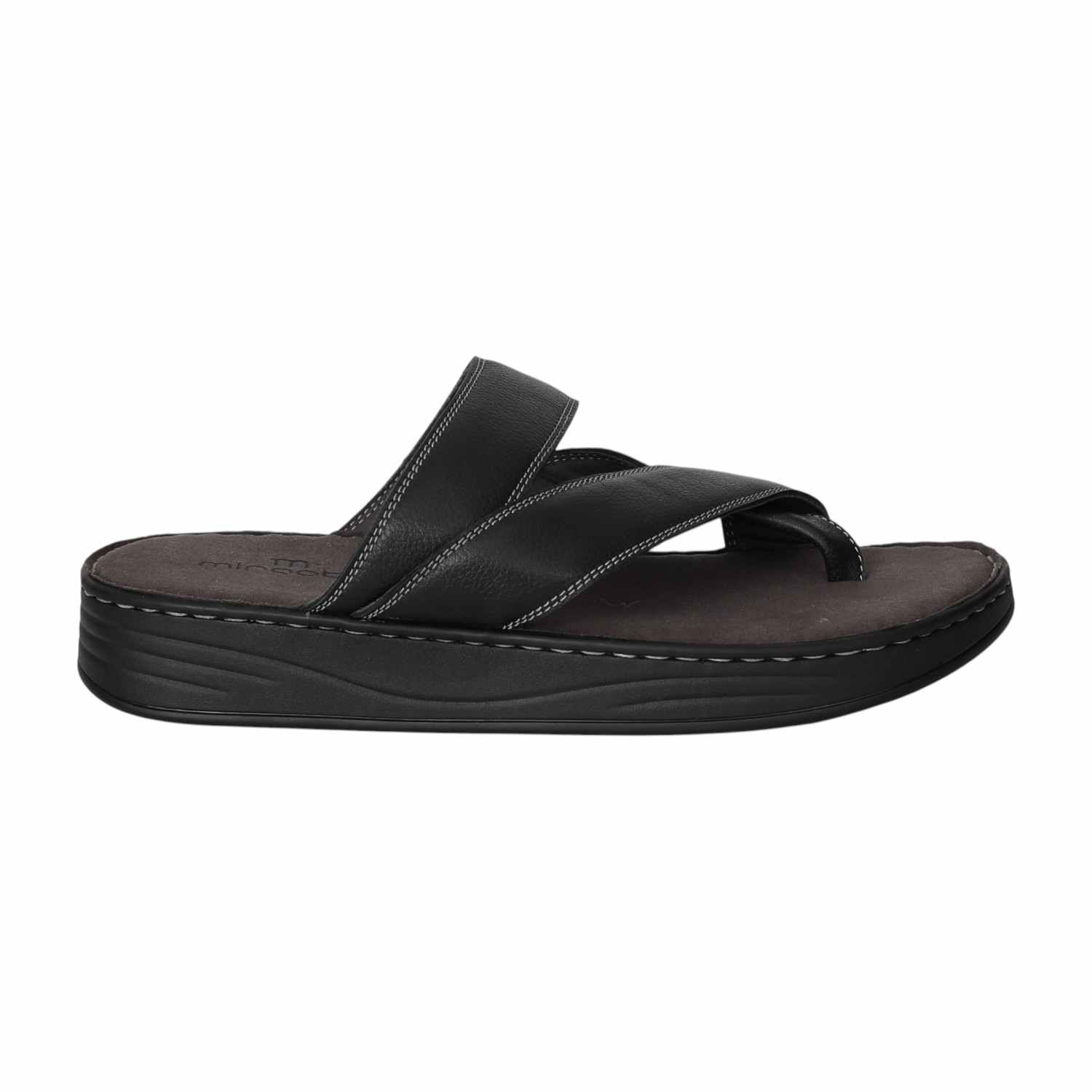 Men Black Sleek Cross Sandals