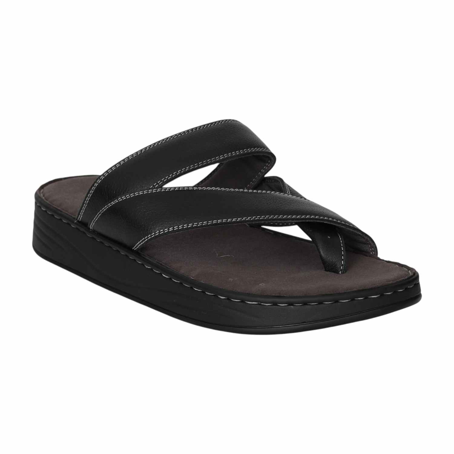 Men Black Sleek Cross Sandals