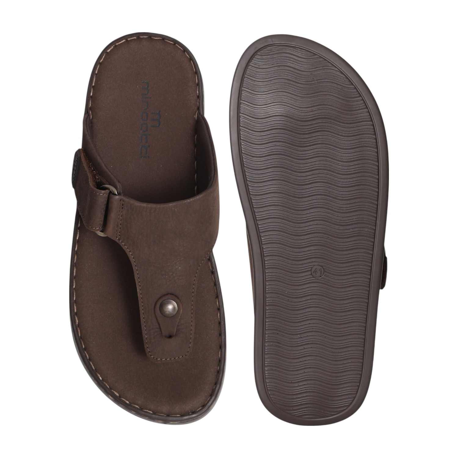Men Sleek Edge Brown Comfort Thongs