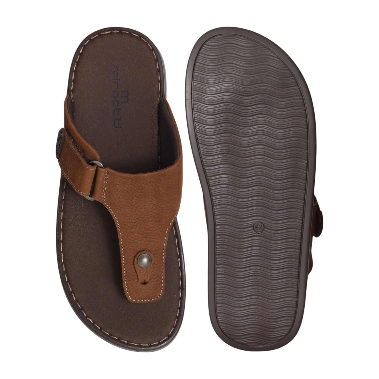 Men Sleek Edge Tan Comfort Thongs