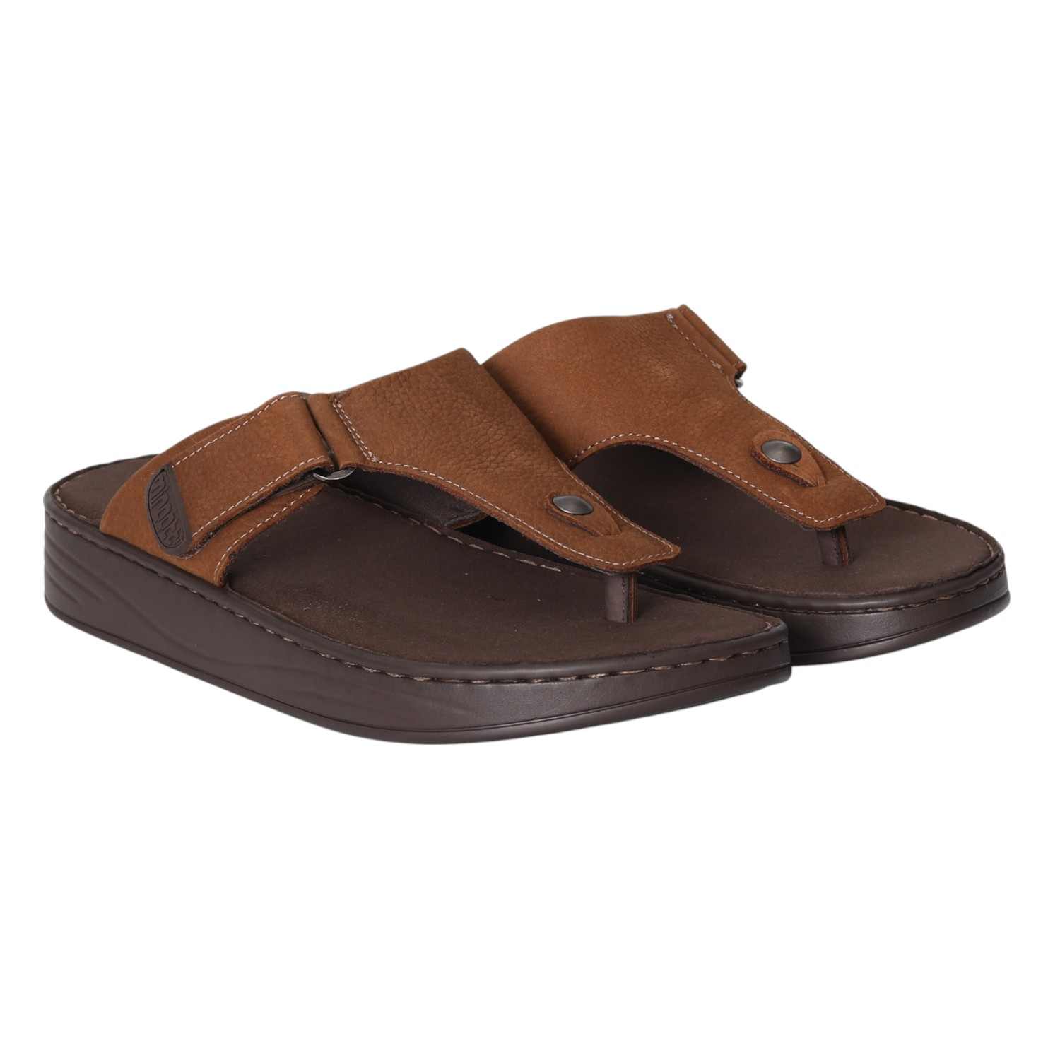 Men Sleek Edge Tan Comfort Thongs