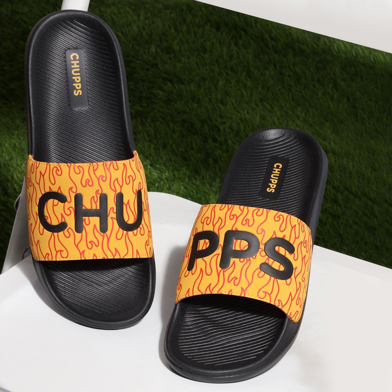 Mens FLAME YELLOW Casual Slider