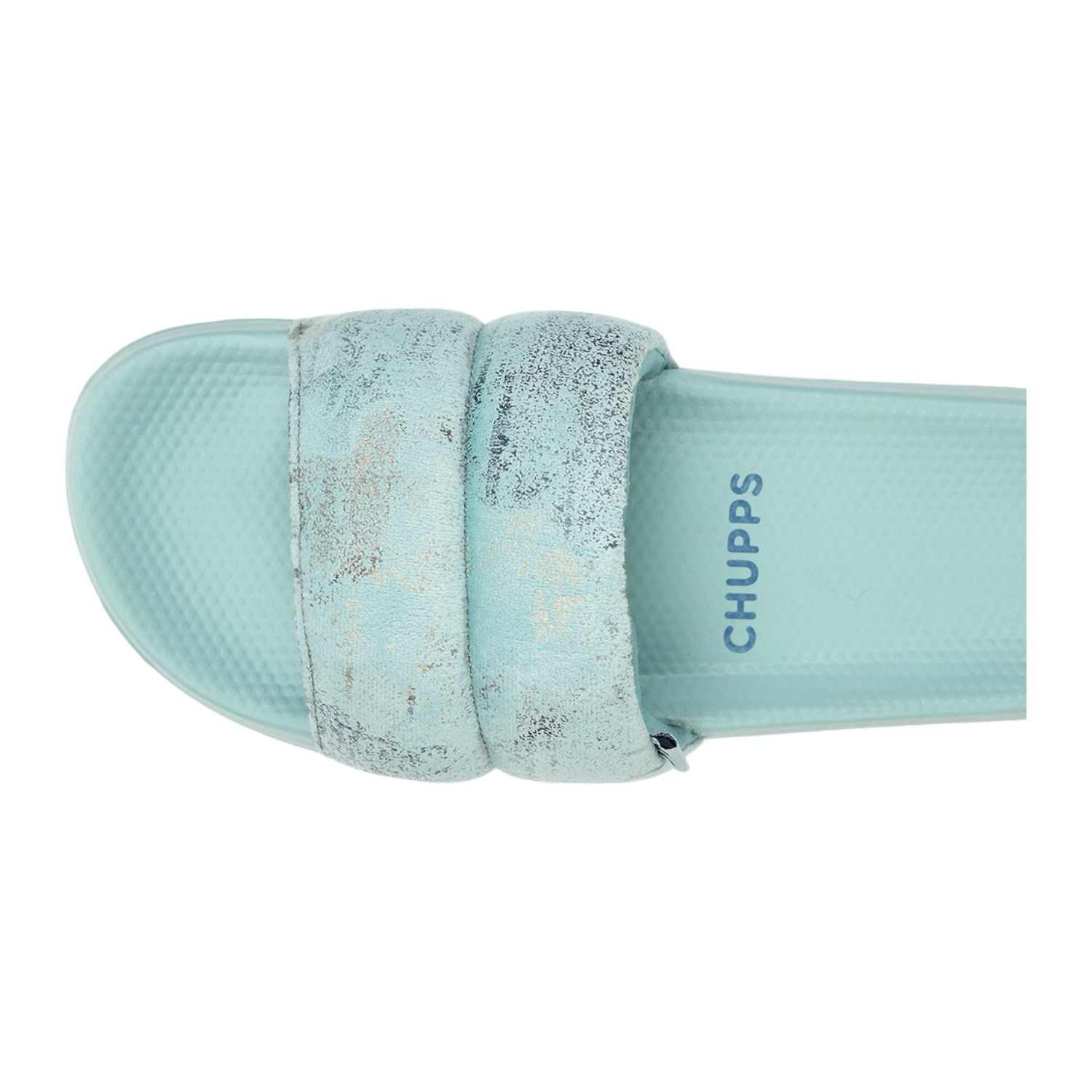 Womens Puff Sky Blue Casual Slider