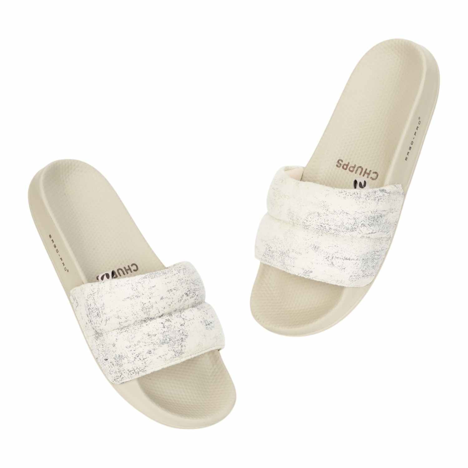 Womens Puff Beige Casual Slider