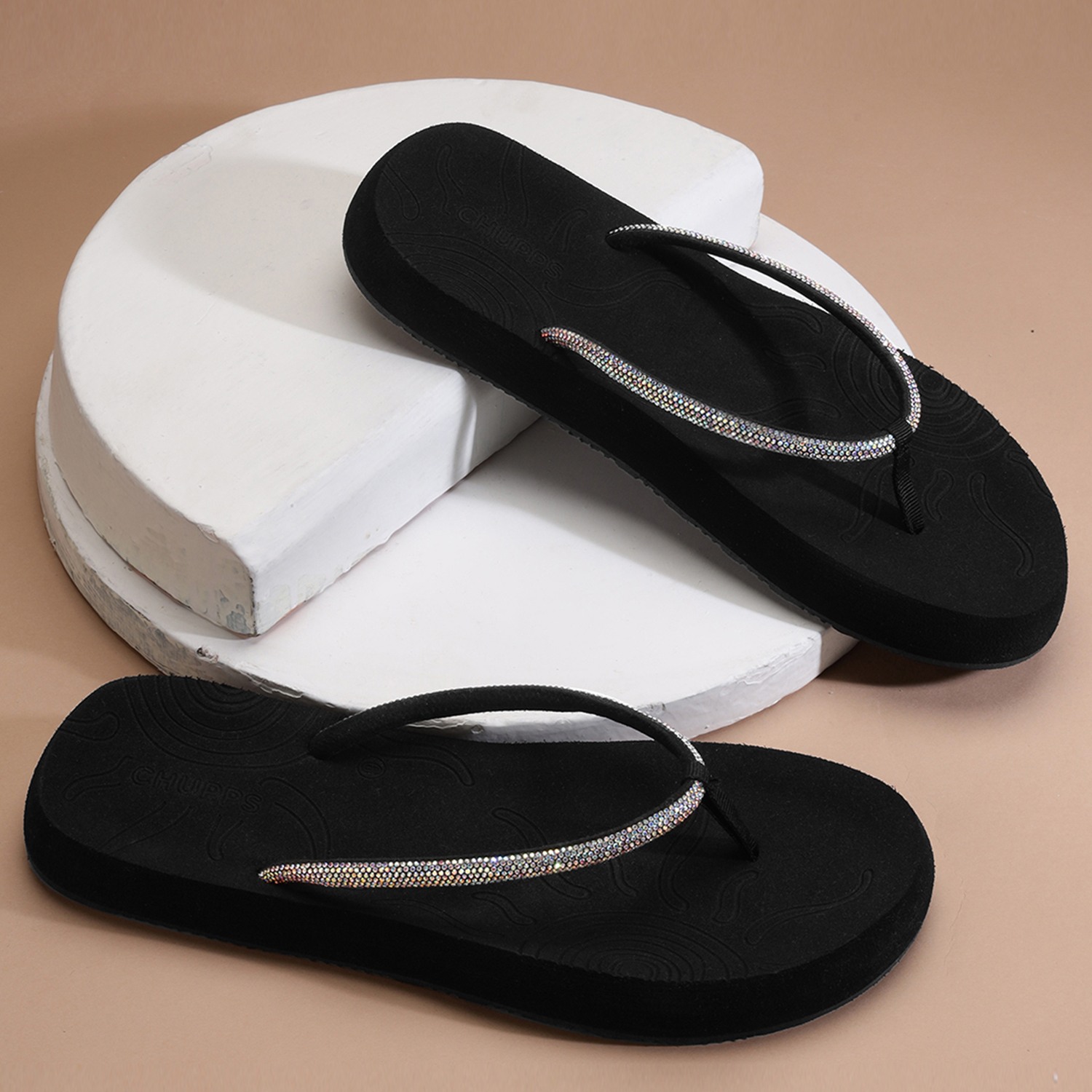 Chupps | Womens Solis Black Casual Slider|0