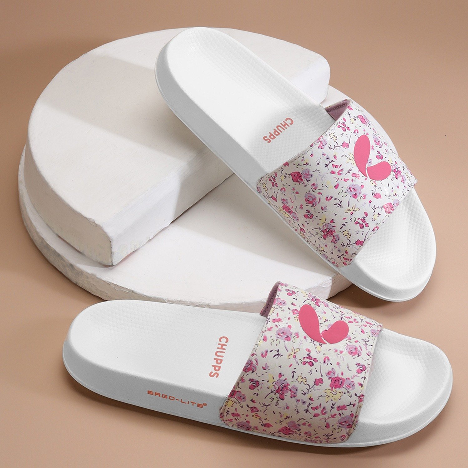 Womens GRACE WHITE PINK Casual Slider