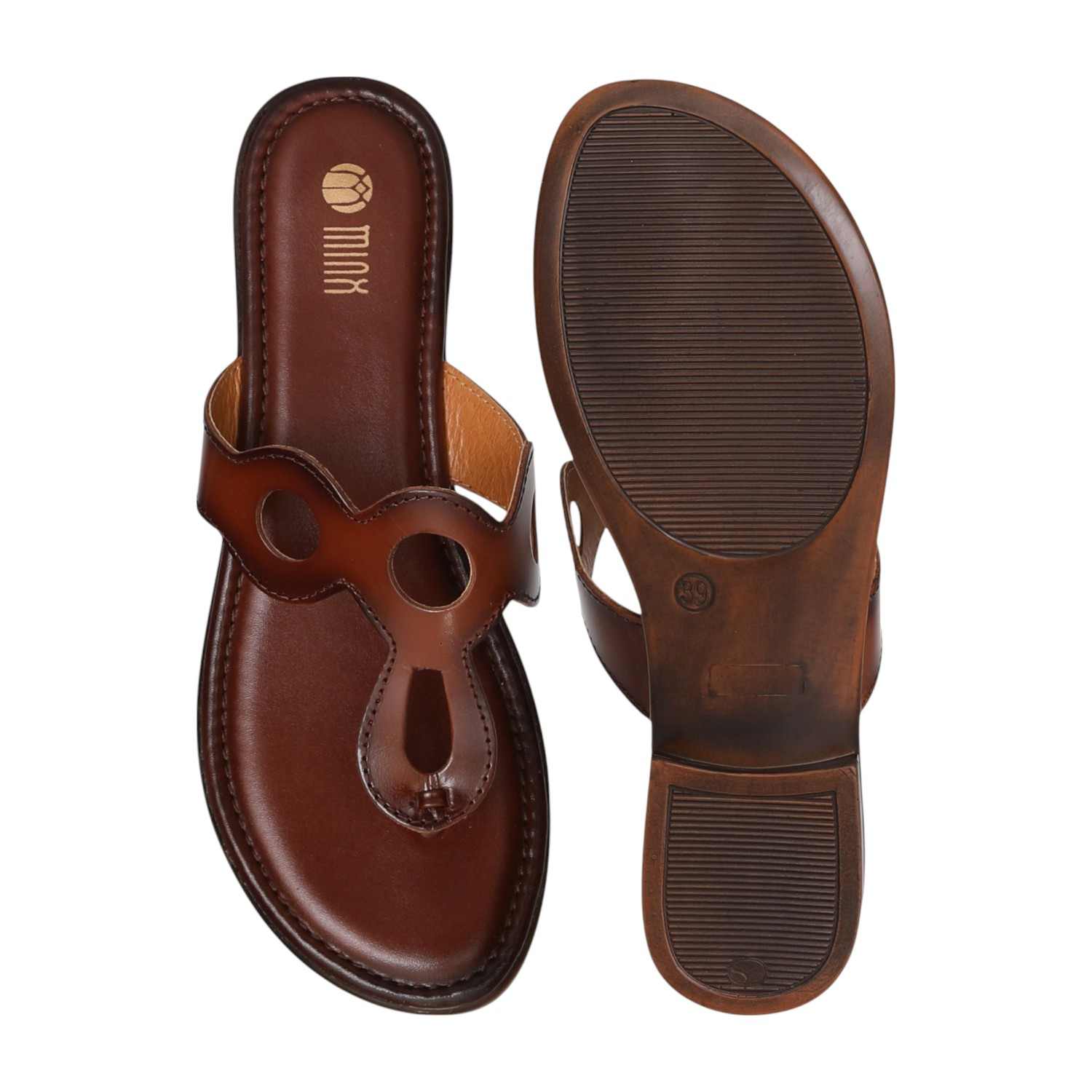 Women Brown Slip-On Flats with Cut-Out Design