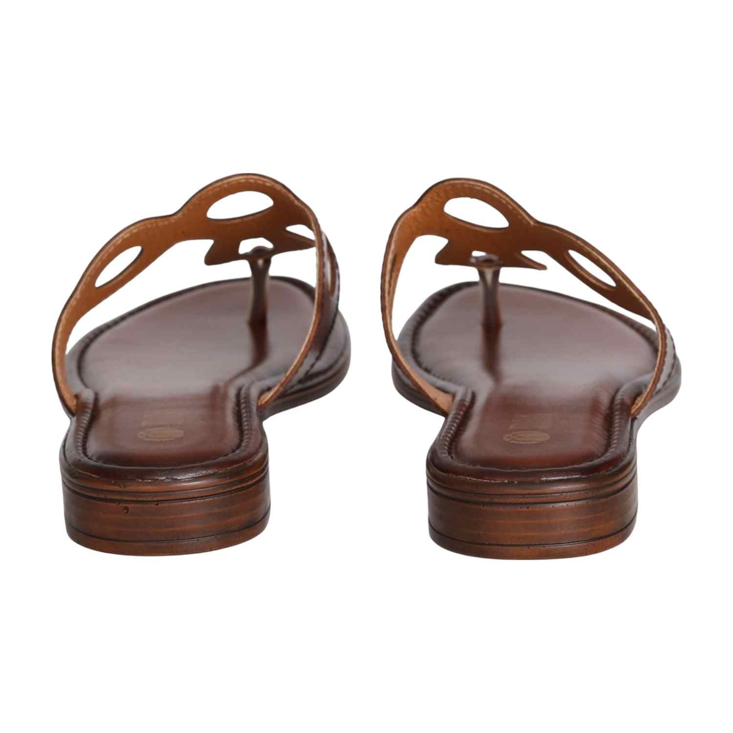 Women Brown Slip-On Flats with Cut-Out Design